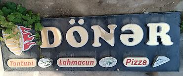 doner reklamları: Dönər, Tantuni, Lahmacun və Pizza üçün reklam lövhəsi. isigli 900 — 1