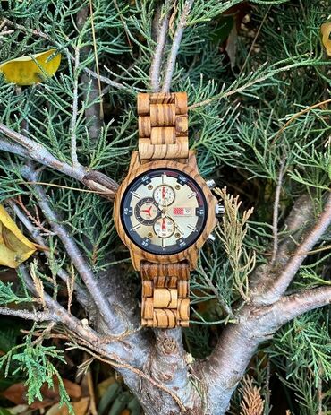 Qol saatları: Təbii ağacdan hazırlanmış kişi qol saatları - Korpus və qayış — 4
