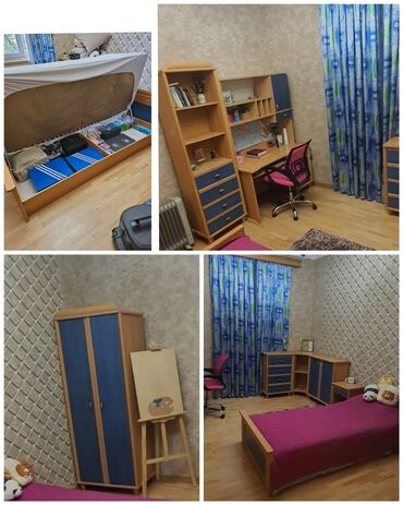 uşaqlar üçün qaşıqlı boşqablar: Oğlan üçün, İşlənmiş, Təknəfərlik çarpayı, Yazı masası, Dolab, Tumba