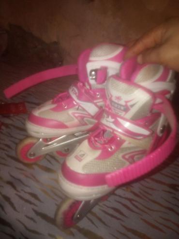 Uşaq üçün təkərli konki (inline skates) - Rəng: çəhrayı-ağ - Tip: 3