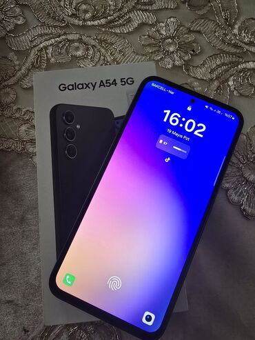Samsung: Samsung Galaxy A54 5G, 128 GB, rəng - Qara, Barmaq izi, Face ID, Sənədlərlə