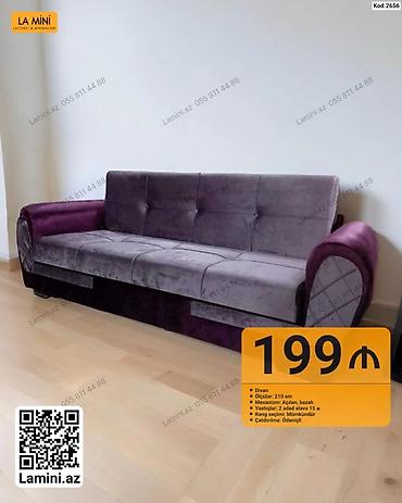 Məhsul: Divan (Kod: 2656) - Ölçü: 210 sm - Mexanizm: Açılan, bazalı