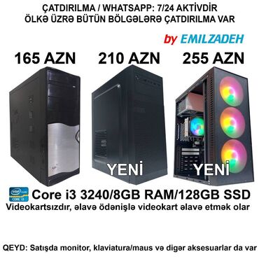 Masaüstü kompüterlər və iş stansiyaları: Masaüstü Kompüter "DDR3 1155 H61/Core i3 3240/8GB Ram/128GB SSD" Ofis