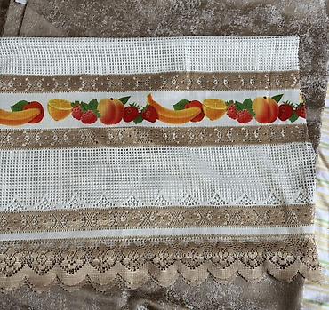 dəsmallar: Mətbəx üçün pərdə, 2 adet, 2x2mt, 2 adet ekstrə parça 2mtx75cm — 2