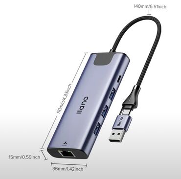 переходник type c на usb: Конвертер USB+Type-C - 3хUSB3.0+LAN(1Gbit)+ PD 100W