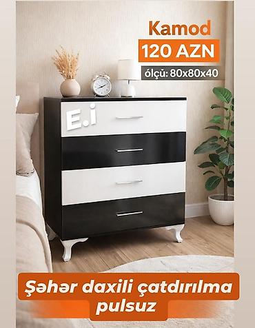 gulu: Kamod – 120 AZN Ölçü: 80x80x40 sm - Dörd çekmecəli dizayn - Qara-ağ — 1