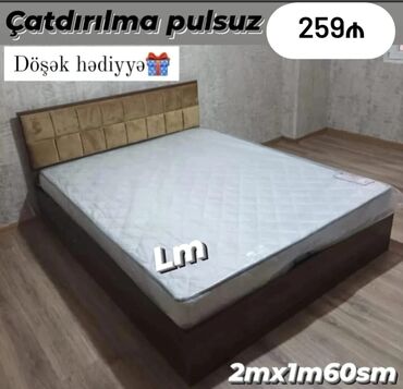 taxt kravat qiymetleri: Двуспальная кровать, Без подьемного механизма, Бесплатный матрас, Без выдвижных ящиков