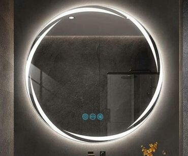 hamam üçün güzgülər: Güzgü Divar üçün, Dairə, Hamam üçün, Arxa işıqlı