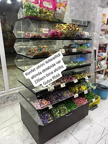 İkitərəfli konfet vitrini - Mağazalar üçün ikitərəfli, çoxsəviyyəli