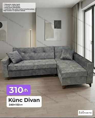 Ev və bağ: Künc divan – 240×150 sm - Mexanizm: açılan, bazalı (yataq funksiyalı — 1