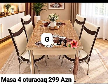 Mətbəx/dininq dəsti – masa və 4 ədəd oturacaq. - Masa: taxta lalafo.az -da Mətbəx/dininq dəsti – masa və 4 ədəd oturacaq. - Masa: taxta