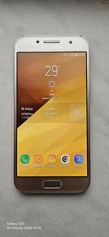 galaxy z: Samsung Galaxy A3 2017, 16 GB, rəng - Qızılı, İki sim kartlı — 1