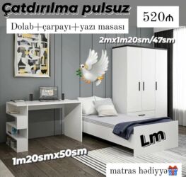 Qida məhsulları: Oğlan və qız üçün, Yeni, Təknəfərlik çarpayı, Yazı masası, Dolab