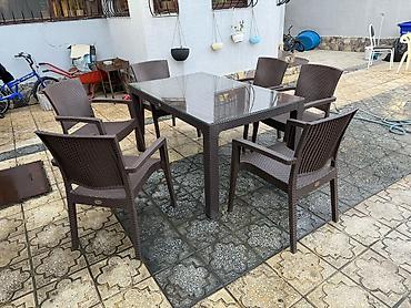 Bağ, çöl masa və oturacaq dəstləri: Yeni, Dördbucaq masa, 6 stul, Açılan, Stullar ilə, Plastik, Türkiyə — 10