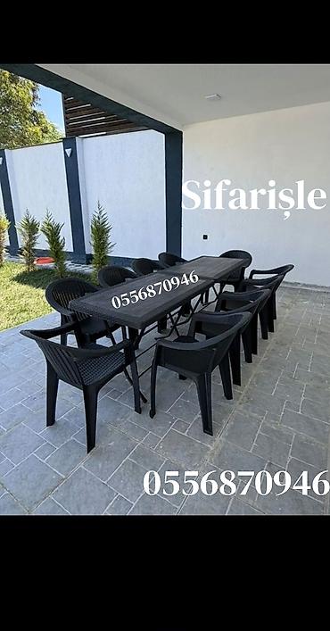 bag ucun divanlar: Düz masa, Stullar ilə, 6 nəfər, Açılan, Həsir, Türkiyə — 1