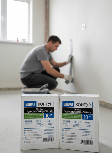 строительный скотч: Гидроизоляционная лента «Волма Контур» предназначена для герметизации