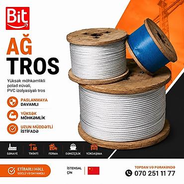 ağ xalca: Ağ tros – yüksək möhkəmlikli polad nüvəli, PVC izolyasiyalı tros — 1