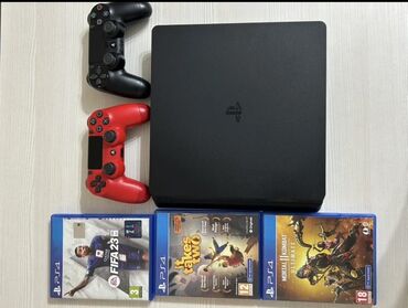 плейстейшен 3 слим: Игровой комплект PlayStation 4 Slim + 2 геймпада + 3 диска Состав: -