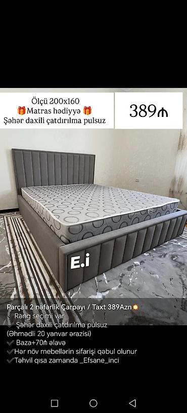 matras gence: Parçalı 2 nəfərlik çarpayı/taxt - Ölçü: 200x160 sm - Matras hədiyyə - — 1