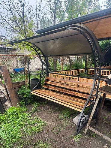 Скамейка Металл, Со спинкой, С крышей