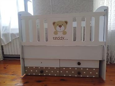 teddi: Uşaq beşiyi – “Teddy” dizaynlı - Rəng: ağ, alt hissədə qəhvəyi-ağ — 4