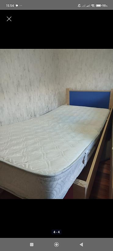 mebel dekor: Tək nəfərlik taxta çarpayı və döşək dəsti - Ölçü: təxmini 90×200 sm — 2