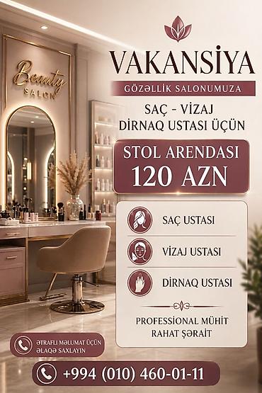 usta yeri: Vizajist tələb olunur, Yerin icarəsi, 1-2 illik təcrübə — 1