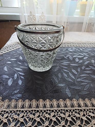Qab-qacaq və mətbəx ləvazimatları: Şüşə buz vedrəsi / dekorativ qab - Material: qalın, şəffaf şüşə - — 1