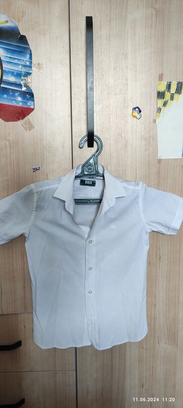 рубашка для девочки: Школьная форма, цвет - Белый, Б/у