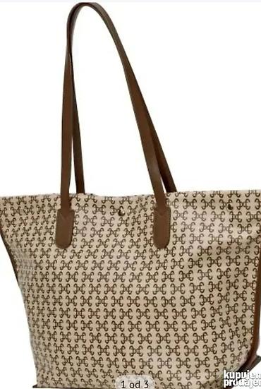 torbe chanel: Cavalli Class ženska torba – tote shopper model - Dizajn: bež platno — 3