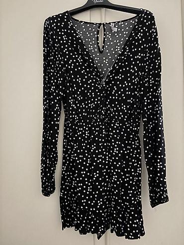 Комбинезоны: Qara rəngli, ağ xallı qadın kombinezonu (playsuit/rombber). - Uzun — 1