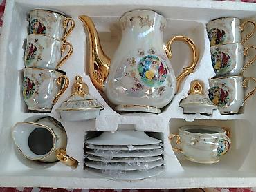 premium cay fabriki: Çay dəsti, rəng - Qızılı, Farfor, Madonna, 6 nəfərlik — 2