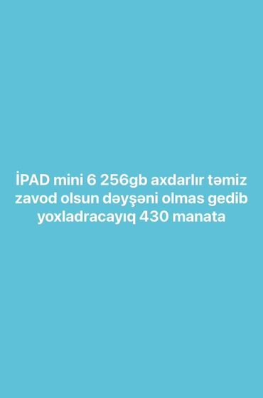 Opel: ;;;;;;;(ihelpdə yoxlanlacağ );;;;;;IPad mini 6, 256 GB yaddaşlı model