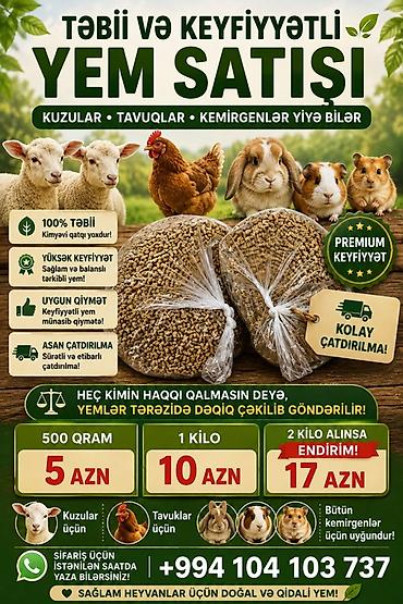 meyn kun qiymeti: 🐰 Dovşan və bütün gəmiricilər, kuzular üçün keyfiyyətli yem satışı 🐹🐭 — 1
