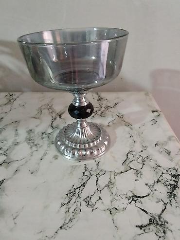 meyvə qablari: Şüşə qab – dekorativ stendli - Material: qalın şəffaf/boz tonlu şüşə — 2