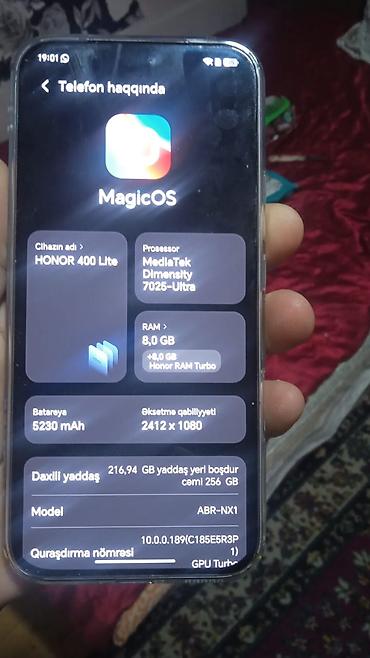note 7 samsung: Honor 400 Lite, 256 GB, rəng - Gümüşü, Barmaq izi — 3