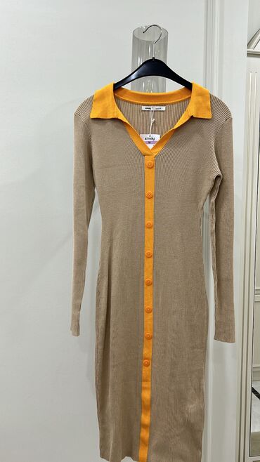 оранжевое платье: Күнүмдүк көйнөк, Жай, Узун модель, Трикотаж, M (EU 38)