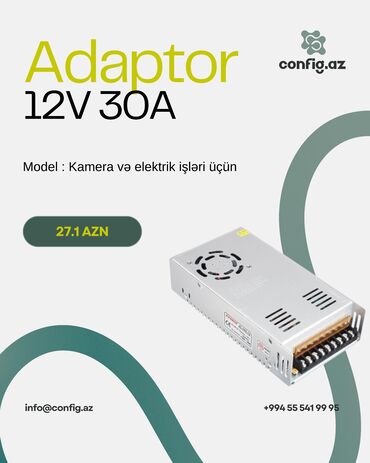 kamera desti: ✅ Xüsusiyyətləri: 🔸 12V gərginlik və 10A cərəyan dəstəyi 🔸 Sabit və