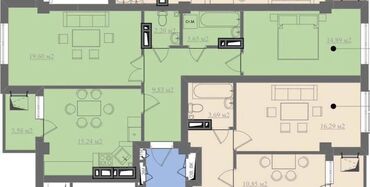 Продажа квартир: 2 комнаты, 71 м², Элитка, 6 этаж, ПСО (под самоотделку)