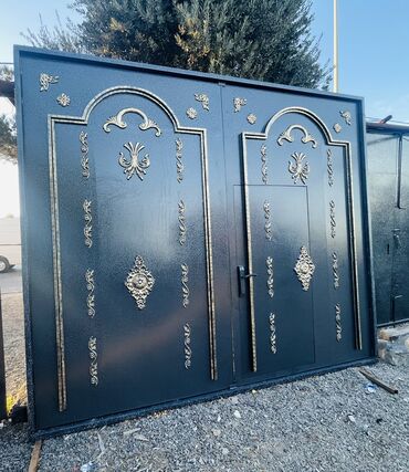 çeşqa şəkilləri: Б/у Железо Дворовые ворота, 350 м, Механические, С дверью, цвет - Черный, Нет кредита, Платная установка, Платная доставка, Доставка в районы