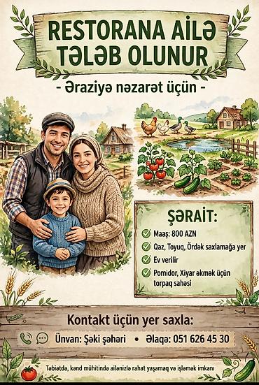 работа на пару часов в день баку: Restorana ailə tələb olunur – əraziyə nəzarət işi Vəzifə: - — 1