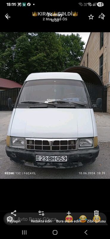QAZ: GAZelle (GAZ) mikroavtobus – ağ rəng, yüksək damlı, iki tərəfdən — 1