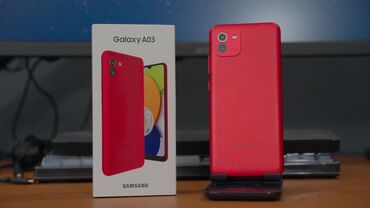 samsung 1202: Samsung Galaxy A03, 64 GB, rəng - Qırmızı, Sensor, İki sim kartlı, Face ID