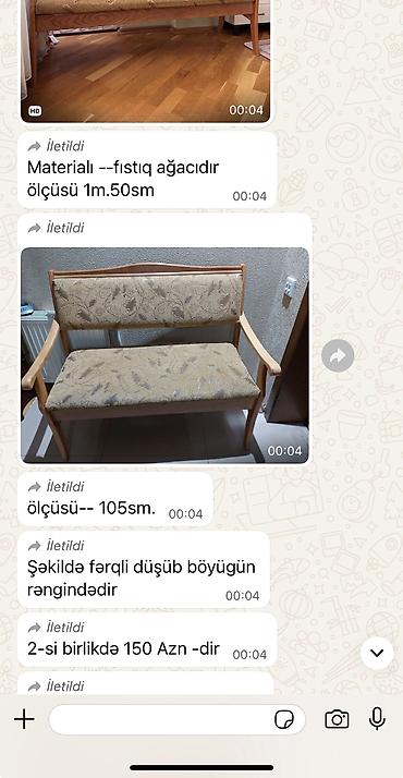 yun: Fıstıq ağacından iki nəfərlik taxta divan/oturacaq - Material: fıstıq — 2