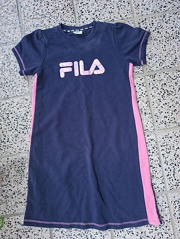 helanke likra: Fila haljina za devojčice. Teget haljina kratkih rukava, sportskog — 1