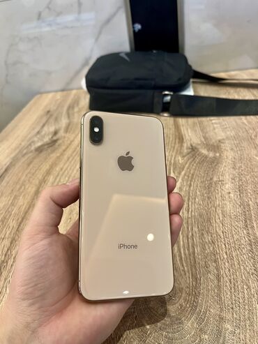 iphone xs обмен: IPhone Xs, Колдонулган, 64 ГБ, Алтын, Заряддоочу түзүлүш, Коргоочу айнек, Каптама, 78 %