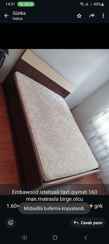 Divanlar: Embawood istehsali taxt.qiymet 160 man.matrasla birge.olcu