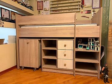 Uşaq mebeli: Uşaq üçün funksional loft tipli çarpayı və saxlama modulu dəsti - — 1