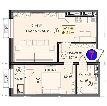 Продажа квартир: 1 комната, 54 м², Селекционное с. Элитка, 15 этаж, Евроремонт — 4