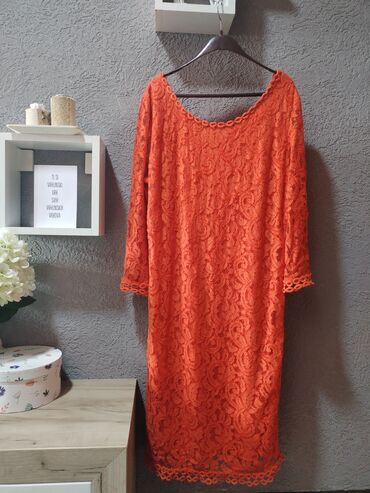 pamucne duge haljine: L (EU 40), XL (EU 42), bоја - Narandžasta, Oversize, Dugih rukava
